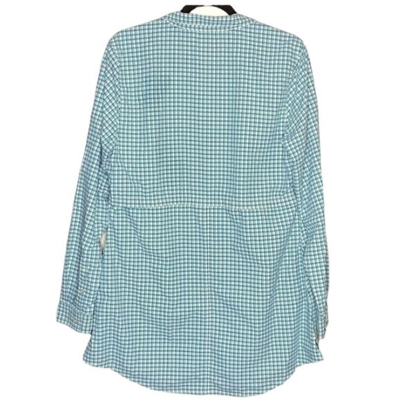 Toad&Co Wm’s Sz Lrg Green White Gingham Debug UPF Lightweight Woven Tunic Shirt - Picture 3 of 5